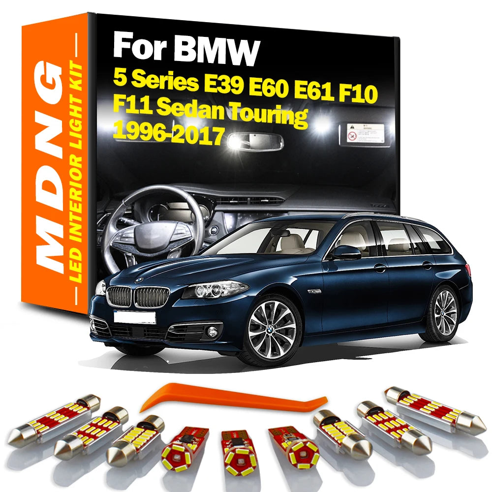 MDNG For BMW 5 Series E39 E60 E61 F10 F11 Sedan Touring LED Interior Dome Map Door Trunk Light Kit Canbus Car Bulbs Accessories