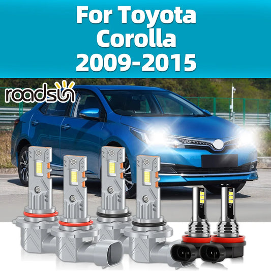 2/6Pcs LED Bulbs For Toyota Corolla 2009 2010 2011 2012 2013 2014 2015 Car Front Headlights 30000LM 6000K LED Chips Fog Lamps