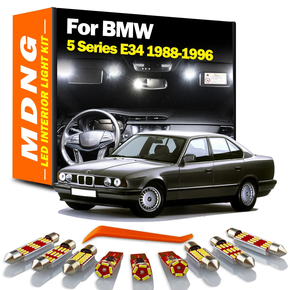 19Pcs Accessories LED Interior Dome Map Trunk Light Kit For BMW 5 Series E34 1988- 1991 1992 1993 1994 1995 1996 Sun Visor Lamp