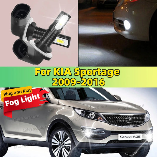 2pcs LED Bulbs Car Fog Light 6000K Anti-Glare Lamp For KIA Sportage 2009 2010 2011 2012 2013 2014 2015 2016 Plug and Play