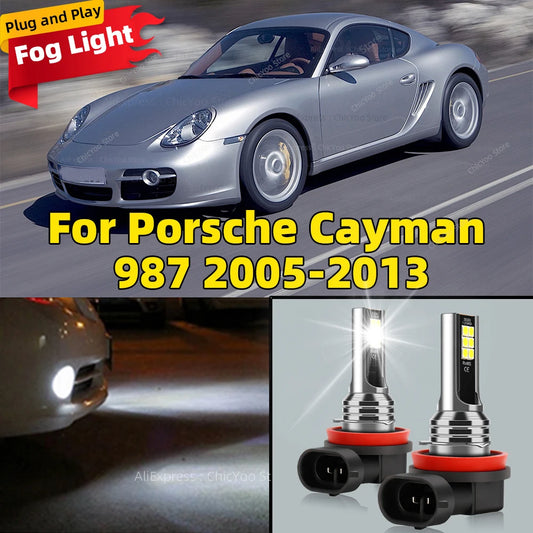 2Pcs 6000K LED Lamp Car Front Fog Light H8 H9 H11 Accessories For Porsche Cayman 987 2005 2006 2007 2008 2009 2010 2011 20122013