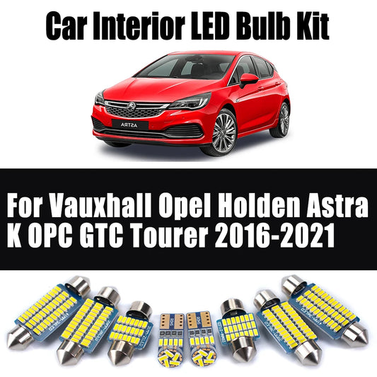13Pcs For Vauxhall Opel Holden Astra K OPC GTC Tourer 2016 2017 2018 2019 2020 2021 Car LED Interior Dome Map Ceiling Light Kit