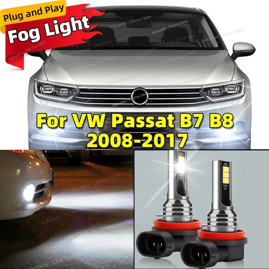 2Pcs 12V 6000K Front Fog Light LED Bulb Canbus Car Lamp For Volkswagen VW Passat B7 B8 2008-2017 2009 2010 2011 2012 2013 2014