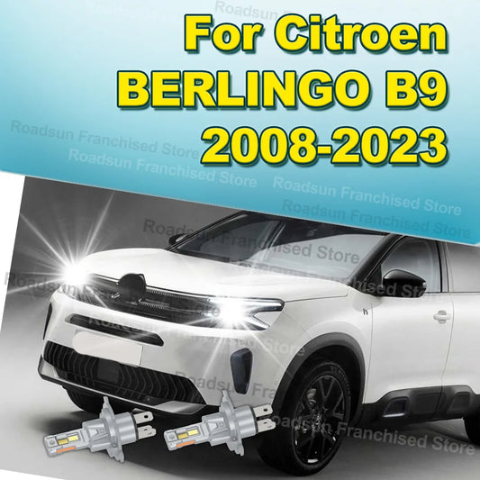 2Pcs 180W Hi/Lo Beam Headlights Plug&Play For Citroen BERLINGO B9 2008-2023 2009 2010 2011 2012 2013 2014 2015 2016