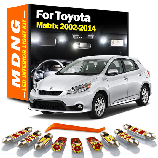 MDNG 8Pcs LED Interior Dome Map Reading License Plate Light Kit For Toyota Matrix 2002- 2009 2010 2011 2012 2013 2014 Car Bulbs