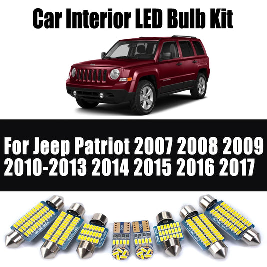 8Pcs Canbus LED Interior Light Car Reading Map Bulbs Kit For Jeep Patriot 2007 2008 2009 2010 2011 2012 2013 2014 2015 2016 2017