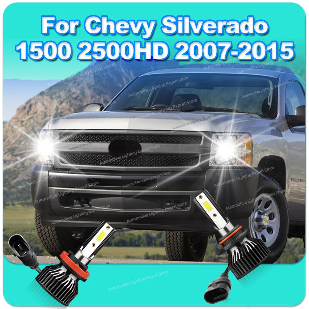 2/4Pcs Led Car Headlight 180W Bulb 6000K Turbo Lamps with Fan For Chevy Silverado 1500 2500HD 2007-2015 2008 2009 2010 2011 2012