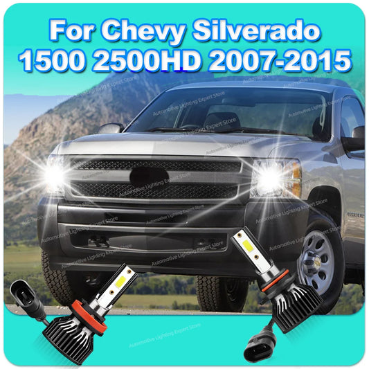 2/4Pcs Led Car Headlight 180W Bulb 6000K Turbo Lamps with Fan For Chevy Silverado 1500 2500HD 2007-2015 2008 2009 2010 2011 2012