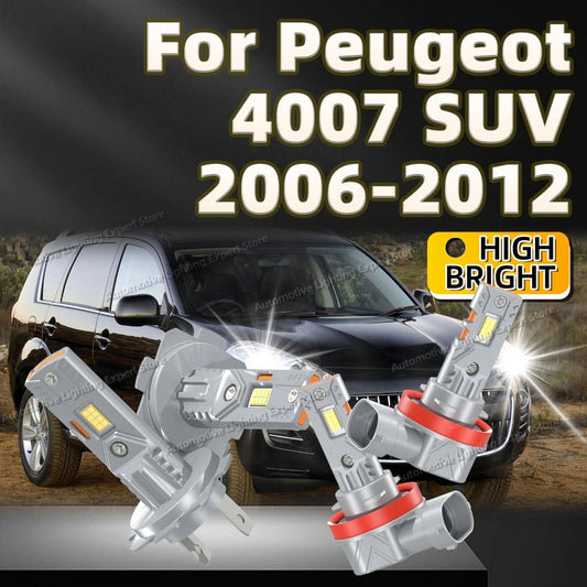 2/4Pcs LED Headlight Bulbs Canbus Lamps 6000K 800% Brighter For Peugeot 4007 SUV 2006 2007 2008 2009 2010 2011 2012 Plug Play