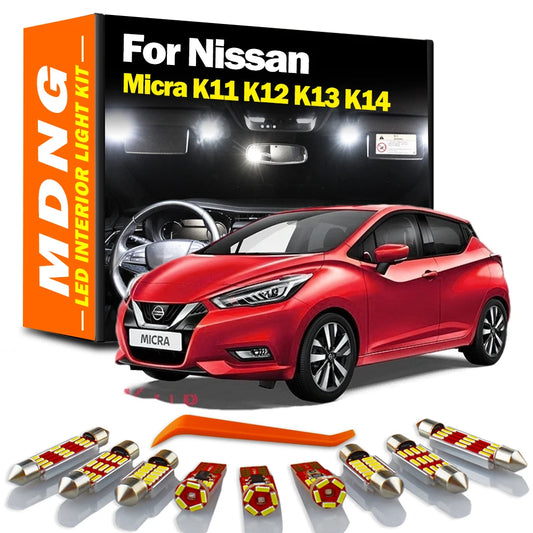 For Nissan Micra K11 K12 K13 K14 1993- 2018 2019 2020 2021 2022 2023 LED Trunk Bulbs Interior Dome Map License Plate Light Kit