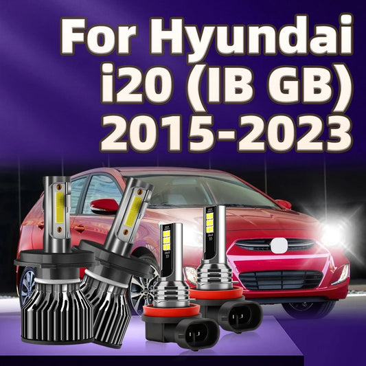 4pcs 130W LED H4 Bulb 6000K Car Headlight H8 Fog Light For Hyundai i20 ACTIVE IB GB 2015 2016 2017 2018 2019 2020 2021 2022 2023
