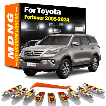 MDNG Interior LED Light Kit Map Dome Plate Signal Lamp For Toyota Fortuner MK1 MK2 N5 N6 N15 N16 2005- 2020 2021 2022 2023 2024