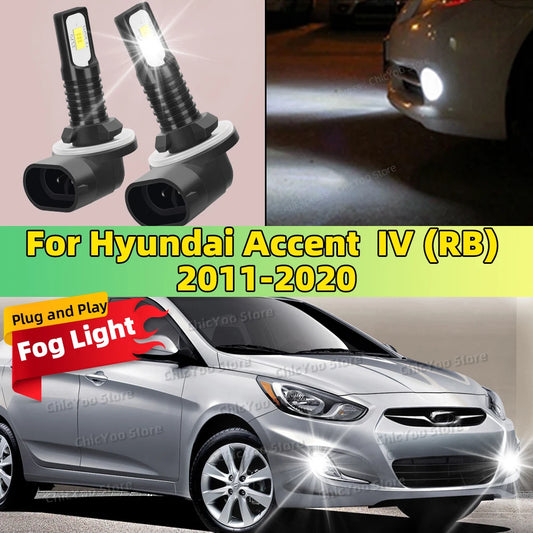 For Hyundai Accent IV RB 2011-2020 2014 2015 2016 2017 2018 2019 2Pcs LED Lamp Car Front Fog Light 20000LM Ultra Bright