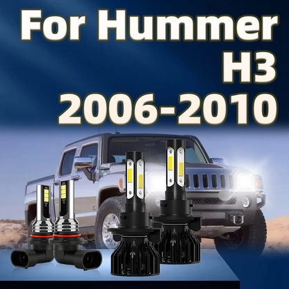 4PCs Automotive Super Bright 30000LM Led Headlight Fog Lamp Kit 6000K White For Hummer H3 2006 2007 2008 2009 2010