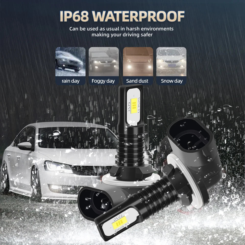 2X LED Car Light Front Bulb Fog Lamp 20000LM Ultra Bright For Kia Forte 2010 2011 2012 2013 Crisp Cut-Off Line Anti-Glare
