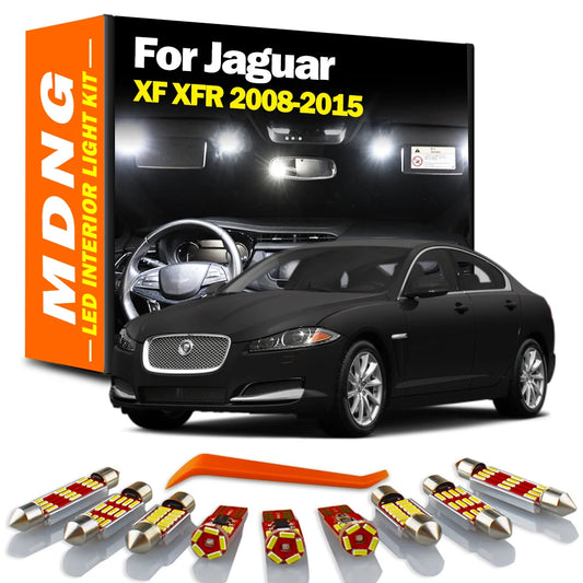 MDNG 15Pcs LED Interior Dome Sun visor Footwell Light Kit For Jaguar XF XFR 2008 2009 2010 2011 2012 2013 2014 2015 Accessories