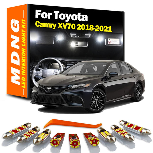 MDNG 8Pcs Canbus For Camry XV70 2018 2019 2020 2021 LED Bulbs Interior Map Reading Dome Trunk Door Light Kit Car Accessories