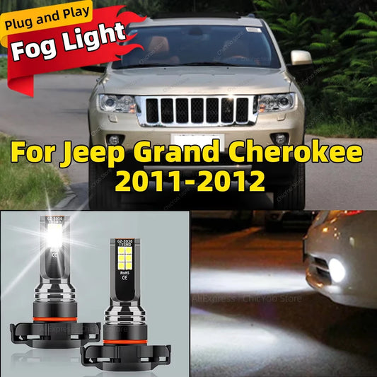 2Pcs Led Car Fog Lights Bulb PS24W 5202 PS19W H16(EU) 80W For Jeep Grand Cherokee 2011 2012 Plug and Play 6000K Lamp