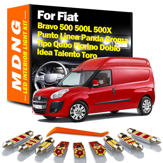 Interior LED Light Kit For Fiat Bravo 500 500L 500X Punto Panda Croma Tipo Qubo Fiorino Doblo Idea Linea Talento Toro Car Lamp