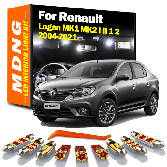 MDNG Accessories Interior Map Dome Light Kit For Renault Logan MK1 MK2 I II 1 2 2004-2016 2017 2018 2019 2020 2021 Car LED Bulbs