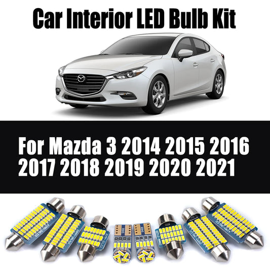 11Pcs Canbus For Mazda 3 2014 2015 2016 2017 2018 2019 2020 2021 LED Interior Reading Light Car Bulb Kit Trunk Number Plate Lamp