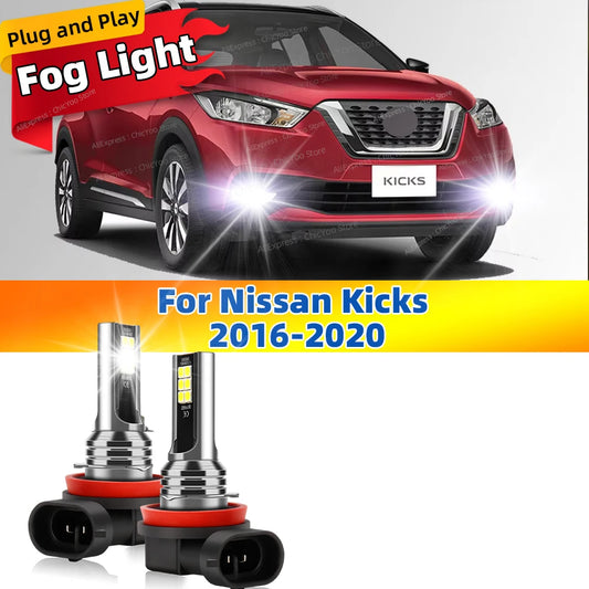 2Pcs 12V 6000K Front Fog Light LED Bulb Accessories Lamp Canbus 80W For Nissan Kicks 2016 2017 2018 2019 2020 Plug and Play