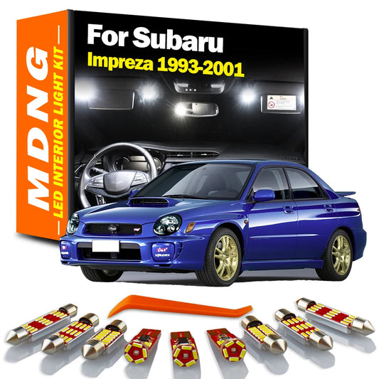 MDNG 9Pcs For 1993-2000 2001 Subaru Impreza Canbus Vehicle Bulbs LED Interior Dome Map Reading Trunk License Plate Light Kit
