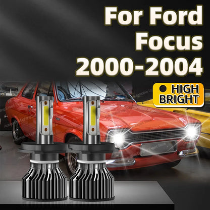 Car Headlight H4 LED Bulb 30000LM Turbo Lamp 12V COB Chip Fan Cooling For Ford Focus 2000 2001 2002 2003 2004 HiLo Beam 6000K