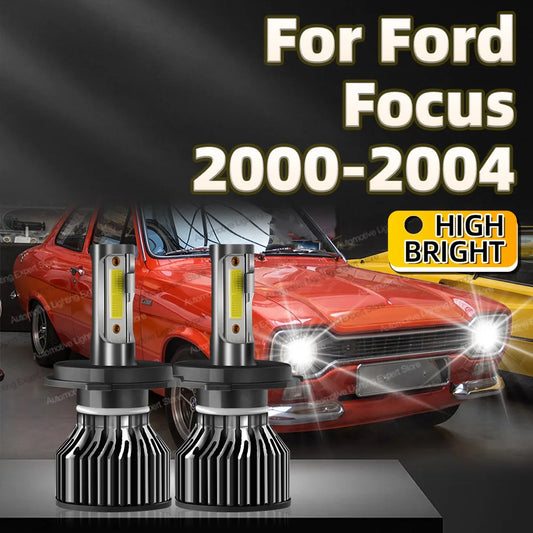 Car Headlight H4 LED Bulb 30000LM Turbo Lamp 12V COB Chip Fan Cooling For Ford Focus 2000 2001 2002 2003 2004 HiLo Beam 6000K