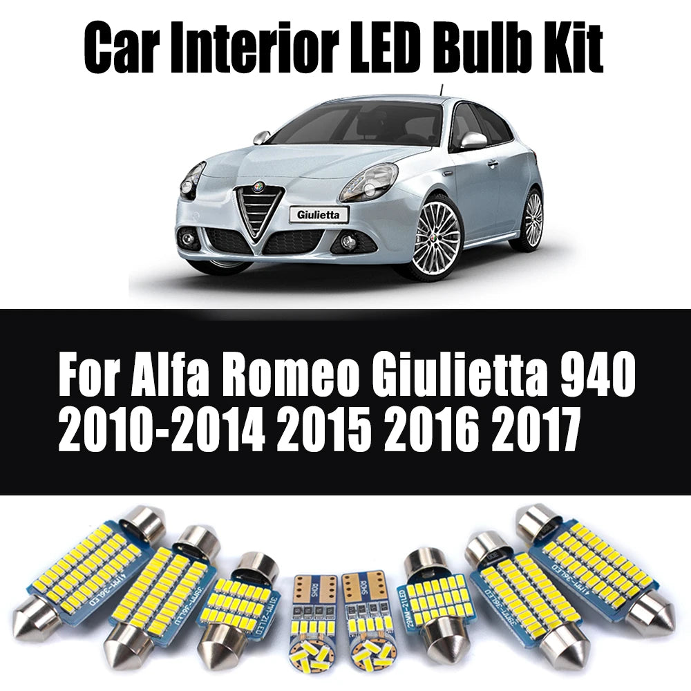 13Pcs Canbus LED Interior Map Trunk Door Dome Light Ceiling Bulbs Kit For Alfa Romeo Giulietta 940 (2010-2017) Car Accessories
