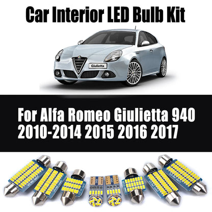 13Pcs Canbus LED Interior Map Trunk Door Dome Light Ceiling Bulbs Kit For Alfa Romeo Giulietta 940 (2010-2017) Car Accessories