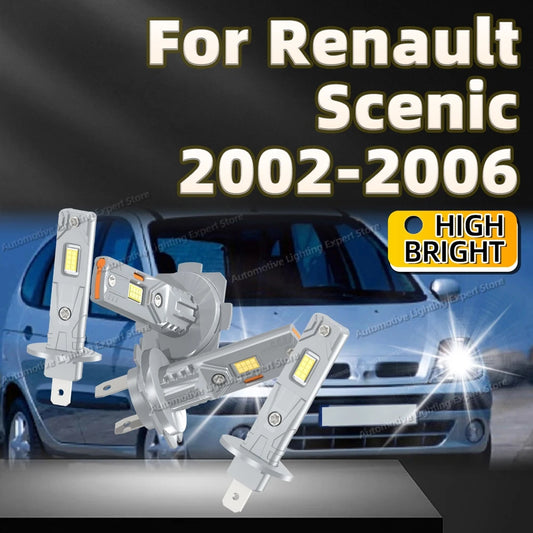 2/4Pcs LED Lamps 25000LM Headlight 6000K Car Lights Fanless Auto Bulb 12V For Renault Scenic 2002 2003 2004 2005 2006