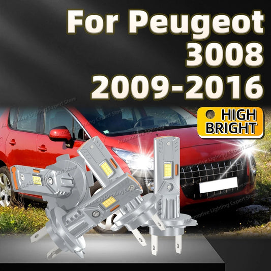 2/4Pcs LED Bulb Headlight Lamps Canbus High Low Beam 6000K For Peugeot 3008 2009 2010 2011 2012 2013 2014 2015 2016