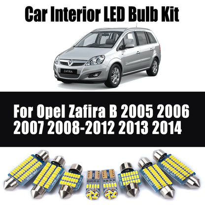 11Pcs Canbus LED Interior Light Dome Map Reading Trunk Bulbs Kit For Opel Zafira B 2005 2006 2007 2008-2013 2014 Car Accessories