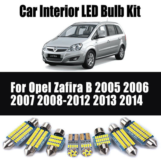 11Pcs Canbus LED Interior Light Dome Map Reading Trunk Bulbs Kit For Opel Zafira B 2005 2006 2007 2008-2013 2014 Car Accessories