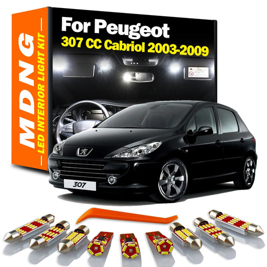 MDNG 14Pcs Canbus LED Bulbs Interior Map Trunk Sun Visor Light Kit For Peugeot 307 CC Cabriol 2003 2004 2005 2006 2007 2008 2009