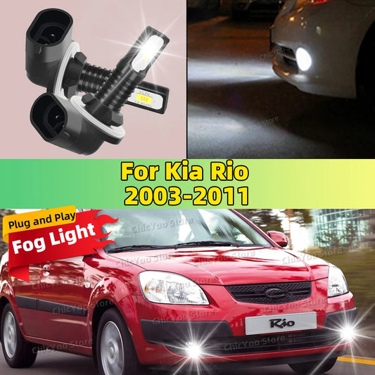 2pcs LED Bulbs Car Fog Light 6000K Anti-Glare Lamp For Kia Rio 2003-2011 2006 2007 2008 2009 2010 Plug and Play in 5 Minutes