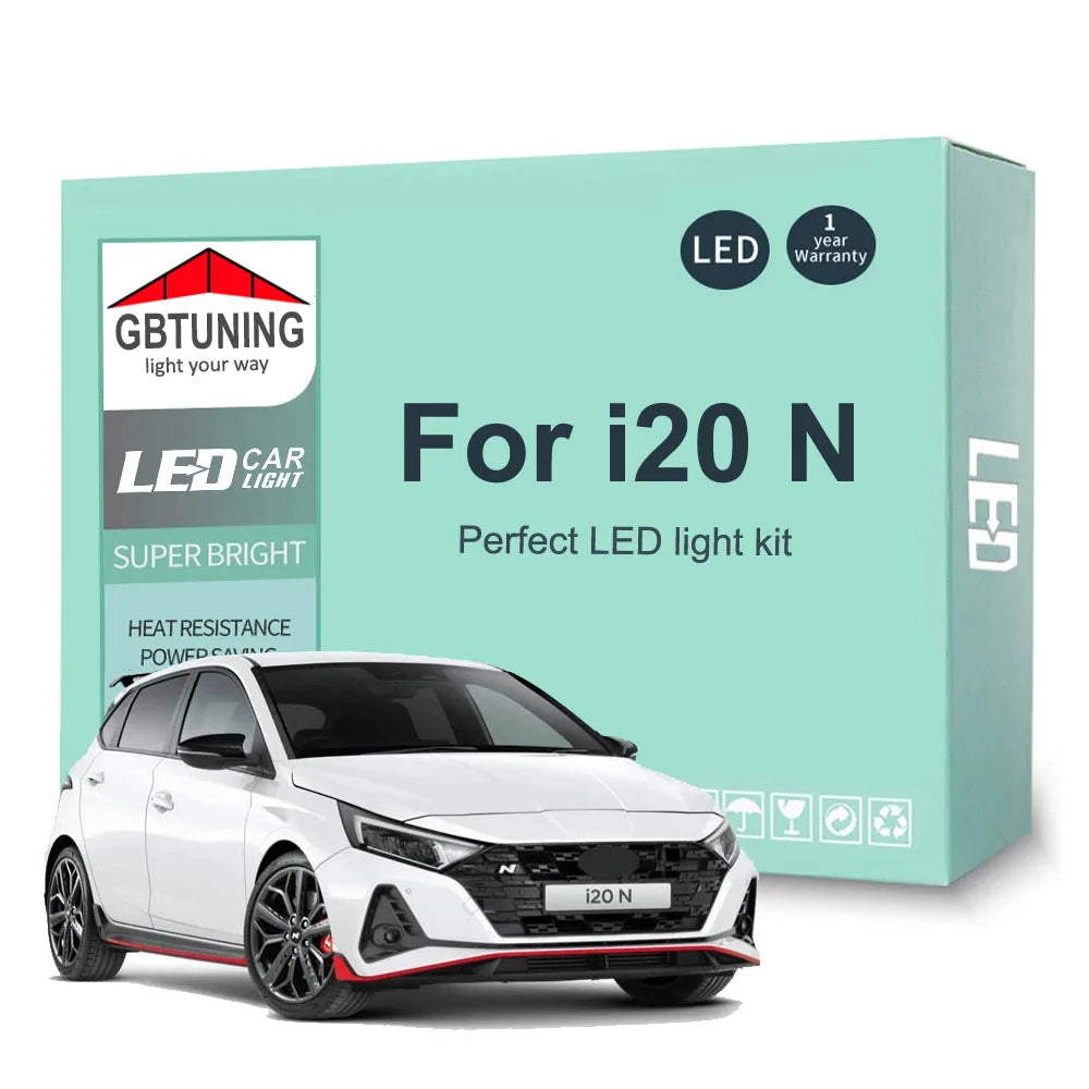 11Pcs Car Indoor Lamp Kit For Hyundai i20N i20 N 2020 2021 2022 2023 Vehicle LED Interior Light Bulb Reading Dome Trunk Canbus