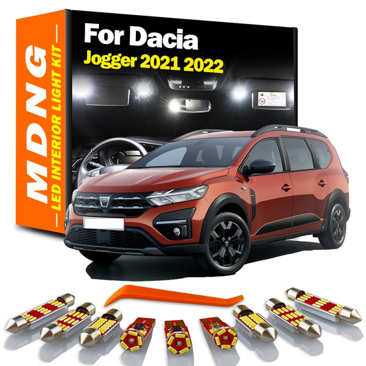 MDNG 10Pcs Canbus LED Interior Map Dome Trunk Light Kit For Dacia Jogger 2021 2022 Car Led Bulbs Accessories No Error