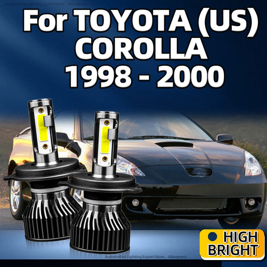 25000LM High Brightness LED H4 Hi/Lo Car Headlight Bulbs 6000K Light COB Chip 6000K For TOYOTA (US) COROLLA 1998 1999 2000