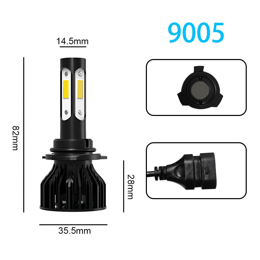 2/4X Turbo LED Car Headlight 20000LM 6000K 360 Auto Lamp Bulb For Ford Ecosport 2018 2019 2020 2021 2022 2023 High Low Beam 120W