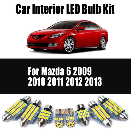 13Pcs Canbus LED Interior Dome Map Light Car Ceiling Bulbs Kit For Mazda 6 2009 2010 2011 2012 2013 License Plate Sun Visor Lamp