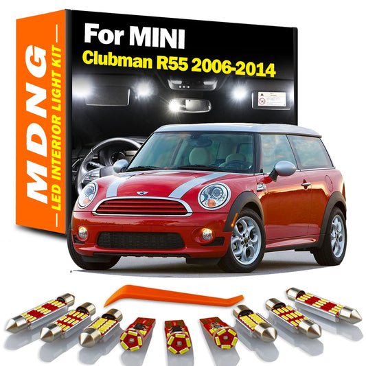 MDNG 14Pcs Indoor LED Bulb Interior Map Dome Foot Light Kit For MINI Clubman R55 2006- 2010 2011 2012 2013 2014 Car Accessories