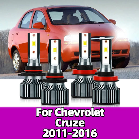 2/4x For Chevrolet Cruze 2011 2012 2013 2014 2015 2016 Turbo LED Headlights 20000LM 120W Super Brightness 3570 CSP Lamp Bulbs