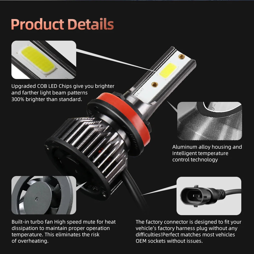 2/4Pcs 180W LED Canbus Car Headlights Bulb H11 HB3 6000K Auto Lamp For Nissan Rogue 2008 2009 2010 2011 2012 2013