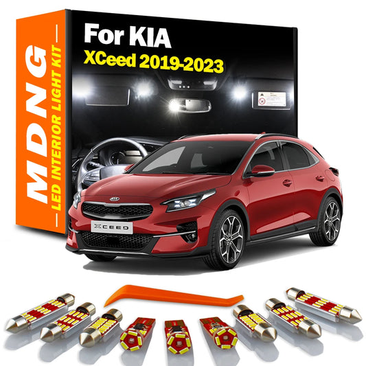 MDNG 12Pcs Sun Visor Bulbs LED Interior Map Dome Trunk Light Kit For KIA XCeed 2019 2020 2021 2022 2023 Car Accessories No Error