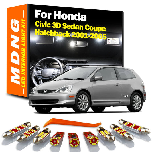 MDNG Canbus For Honda Civic 3D Sedan Coupe Hatchback 2001-2004 2005 Vehicle Led Interior Light License Plate Lamp Kit Car Lights
