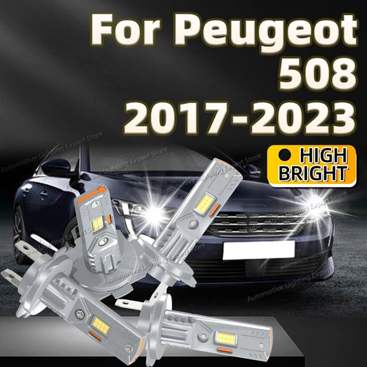 2/4Pcs LED Headlight Mini Fanless 25000LM 6000K CSP Light Bulbs For Peugeot 508 2017 2018 2019 2020 2021 2022 2023 Plug Play