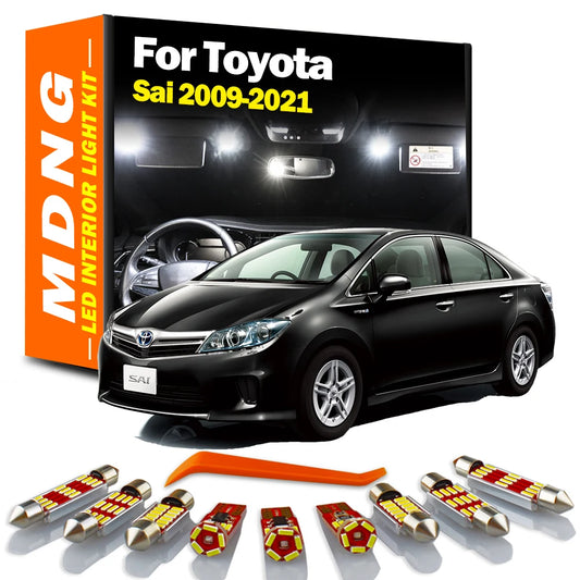 MDNG 12Pcs Canbus LED Interior Map Dome Trunk Light Kit For Toyota Sai 2009-2015 2016 2017 2018 2019 2020 2021 Car Accessories