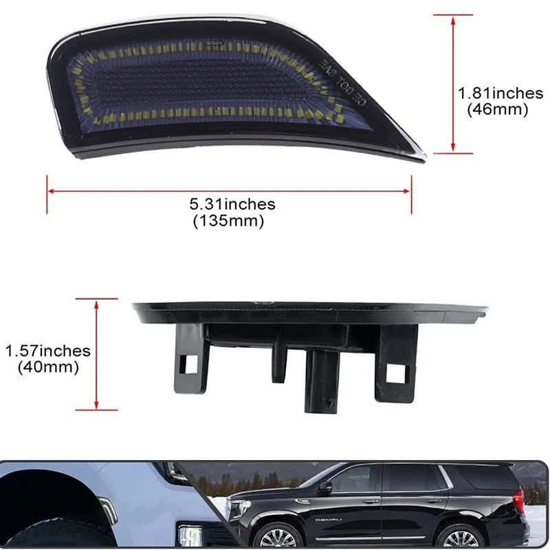 2pcs Car Front Wheel Arch Side Marker Lights For Chevy Suburban/Tahoe, GMC Yukon,For Cadillac Escalade ESV Parking Light,21-2023